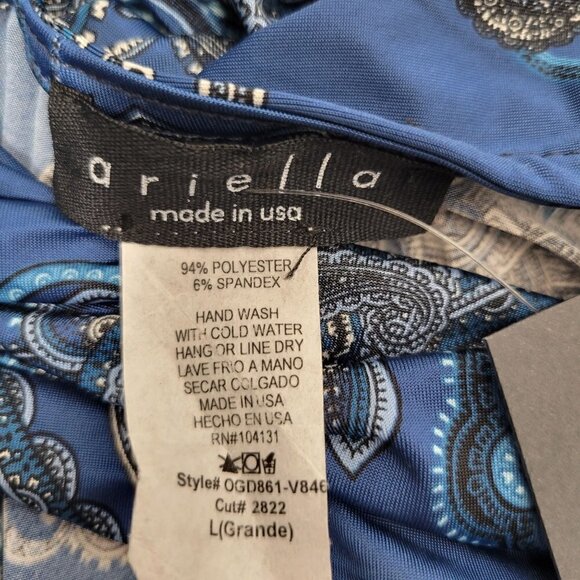 NWT Ariella Women's Mock/High Neck Sleeveless Blue Pattern Slit Maxi Dress Sz L - Picture 13 of 14